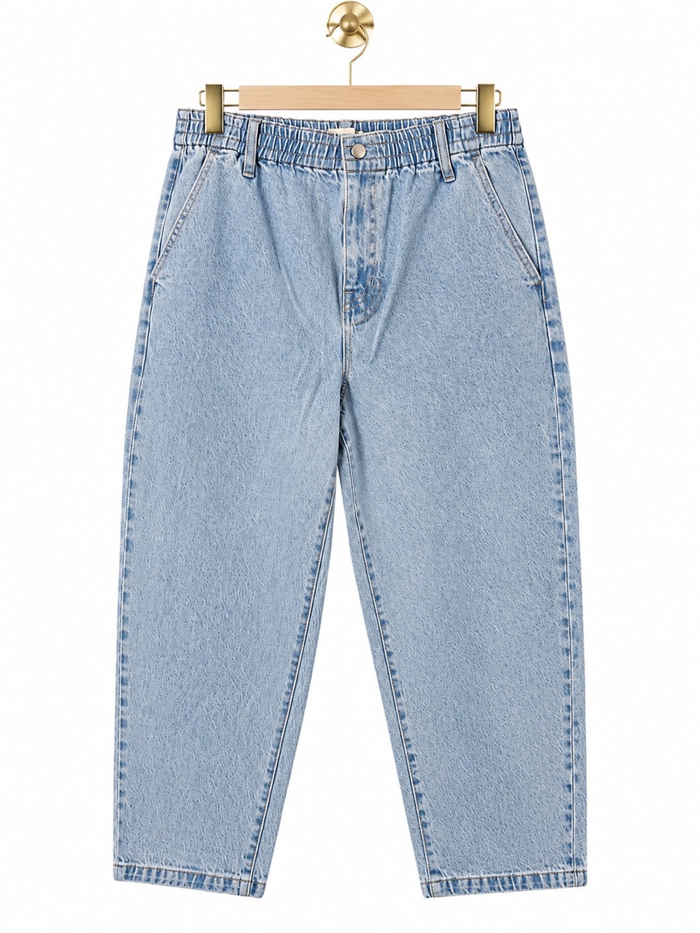Madewell Womens L Balloon Jeans Light Wash Elastic Waist Cropped High Rise